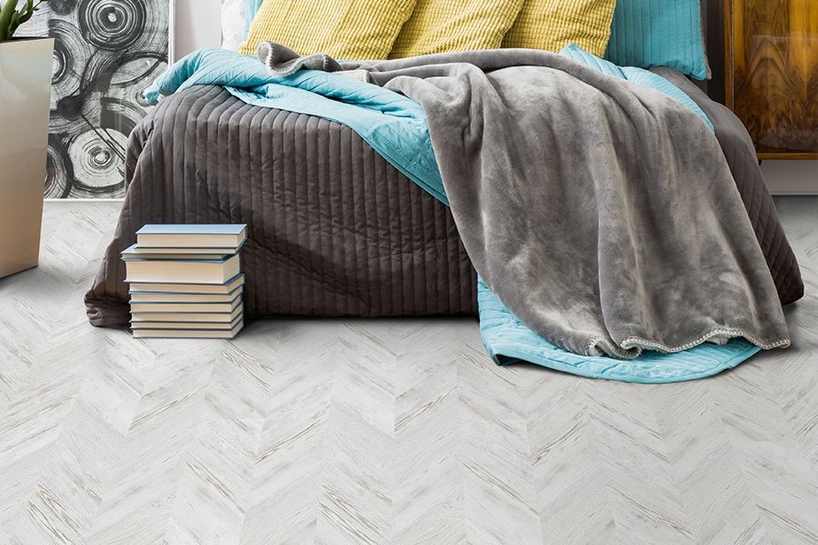 Пробковый пол Chevron White