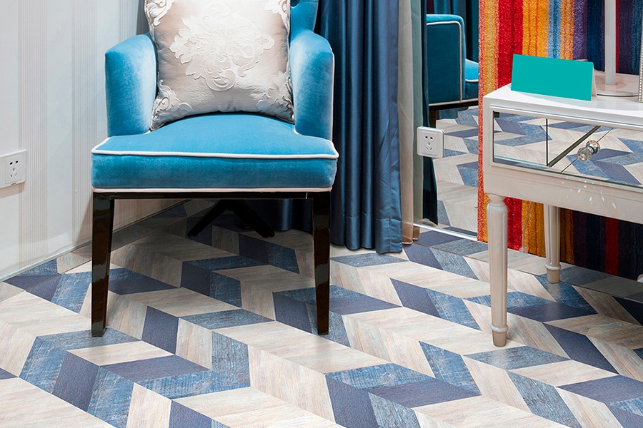 Пробковый пол замковый Chevron Blue