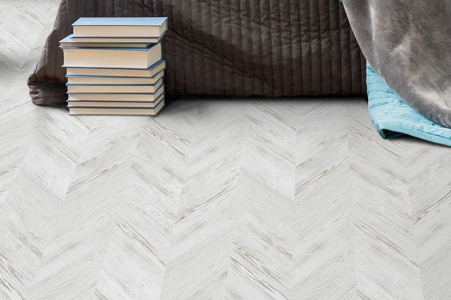 Пробковый пол Chevron White